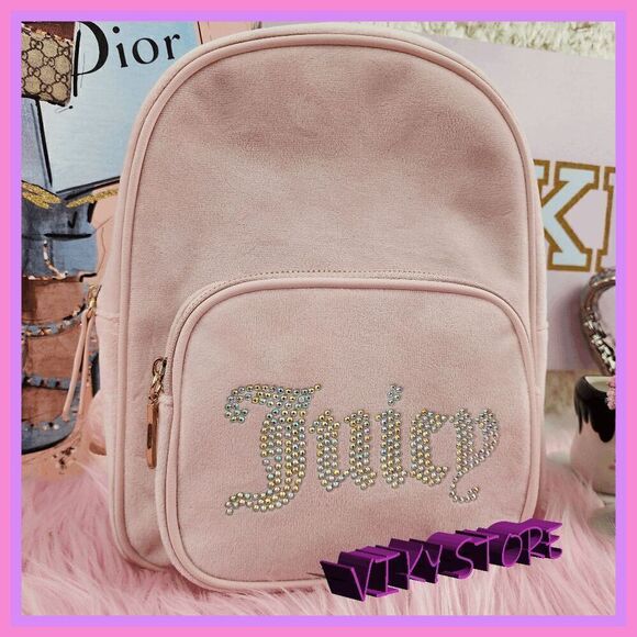 NWT ๐ Juicy Couture Velvet Backpack Rhinestones Glamorous &โChic #7086 ๐ - Picture 14 of 14